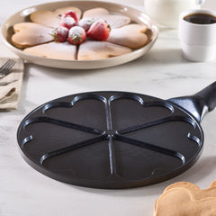 Karaca Fluffy Love – Antihaft-Pfannkuchenpfanne 26 cm mit Induktions-Keramikbeschichtung (Schwarz)