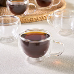 Karaca Olivia 6-teiliges Doppelwandiges Espresso- & Türkisches Kaffeetassen-Set | 80 ml – Klar