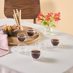 Karaca Olivia 6-teiliges Doppelwandiges Espresso- & Türkisches Kaffeetassen-Set | 80 ml – Klar