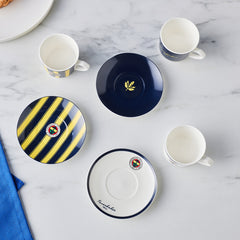 Karaca x Fenerbahçe Lizenziertes Espressotassen-Set für 6 Personen aus Porzellan, 12-teilig, 80 ml