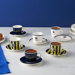 Karaca x Fenerbahçe Lizenziertes Espressotassen-Set für 6 Personen aus Porzellan, 12-teilig, 80 ml