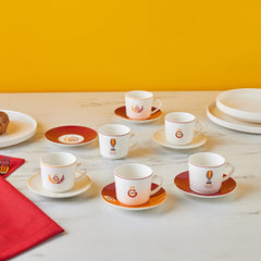 Karaca x Galatasaray Lizenziertes Espressotassen-Set für 6 Personen aus Porzellan, 12-teilig, 80 ml