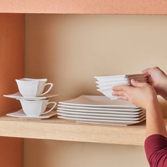 Karaca Stream Pure Perfect Weiss 32-Teiliges 6-Personen Frühstücksset Quadrat