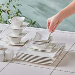 Karaca Stream Pure Perfect Weiss 32-Teiliges 6-Personen Frühstücksset Quadrat