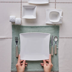 Karaca Stream Pure Perfect Weiss 32-Teiliges 6-Personen Frühstücksset Quadrat