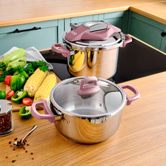 Karaca Perfect Pink Schnellkochtopf-Set 4 + 6 Liter, 4-teilig