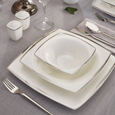 Karaca Fine Pearl New Agate Platin 12 Personen, Quadratisch Geschirrset, 58 Teilig