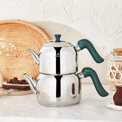 Edena Midi Teekannen-Set aus Edelstahl, 3-teilig, Grün
