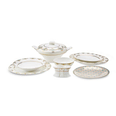 Karaca Forever Bone Dorothy Tafelservice für 12 Personen mit Golddekor, 53-teilig