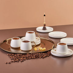 Karaca Saturn ensemble de tasses à café pour 6 personnes or