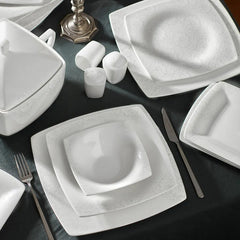 Karaca Fine Pearl Helen 62-piece dinner service square for 12 people