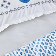 Karaca Home Neos Bettwäsche-Set für Doppelbett Blau aus 100 % Baumwolle