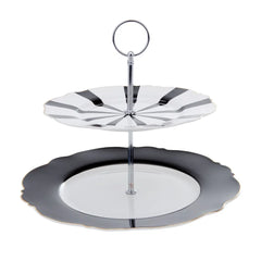 Karaca Romantische Schwarz Gestreifte Tiered Cookie Halter