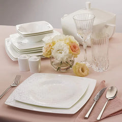 Karaca Fine Pearl Helen 62-piece dinner service square for 12 people