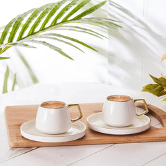 Karaca Saturn 2er-Set Kaffeetassen, Gold