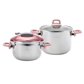 Karaca Perfect Pink Schnellkochtopf-Set 4 + 6 Liter, 4-teilig