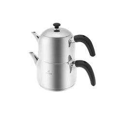 Karaca Edge Mini Teekannen-Set Schwarz aus Edelstahl, 3-teilig