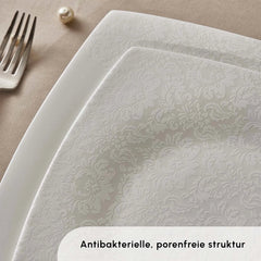 Karaca Fine Pearl Helen 58-teiliges Tafelservice für 12 Personen, eckig