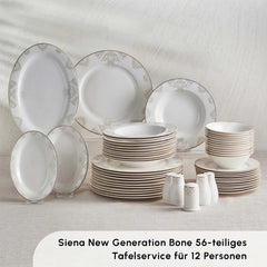 Karaca Siena New Generation Bone Gold Geschirrset, 56-teilig, 12-Personen