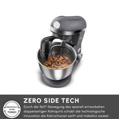Karaca Mastermaid Chef Pro Doppelarm-Küchenmaschine Space Grey, 5 Liter, 1500 W
