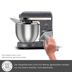 Karaca Mastermaid Chef Pro Doppelarm-Küchenmaschine Space Grey, 5 Liter, 1500 W