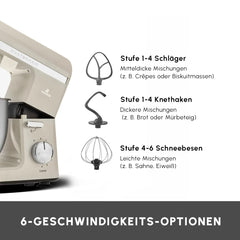 Karaca Mastermaid Chef Pro Doppelarm-Küchenmaschine Soft Cream, 5 Liter, 1500 W