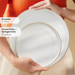 Karaca Santo für 6 Personen Geschirrset 18-teilig – New Generation Bone Weiss-Gold