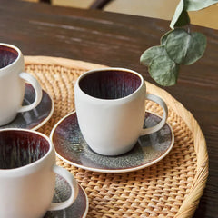 Karaca Galactic Reactive Glaze for 4 people Espresso Turkish coffee cup set, 8 pieces, white, 100 ml