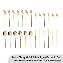 Karaca Bella Shiny Gold V2 Besteckset für 6 Personen, 24-teilig