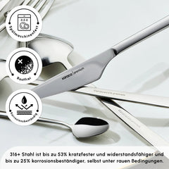 Karaca Stark 316+ Premium Besteck-Set für 12 Personen, 84-teilig