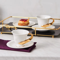 Karaca Elenor Doppel-Espressotassen-Set für 2 Personen, 120 ml