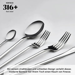 Karaca Look 316+ Stahl 84-teiliges Premium Besteckset für 12 Personen