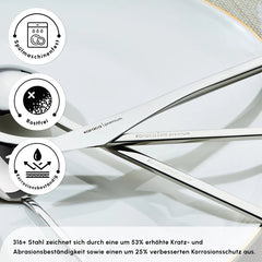 Karaca Look 316+ Stahl 84-teiliges Premium Besteckset für 12 Personen