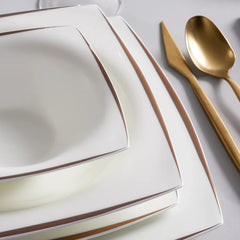 Karaca Fine Pearl New Agate Gold 12 Personen, Quadratisch Geschirrset, 58 Teilig