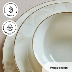 Karaca Siena New Generation Bone Gold Geschirrset, 56-teilig, 12-Personen