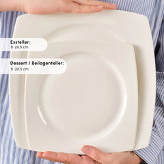 Karaca Square Bone Jamie White 52-Teiliges 12-Personen Geschirrset