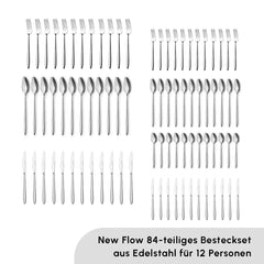 Karaca New Flow Elegance Besteck-Set für 12 Personen mit Box, 84-teilig