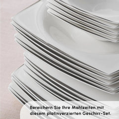 Karaca Fine Pearl New Agate Platin Geschirrset für 12 Personen, 58-teilig