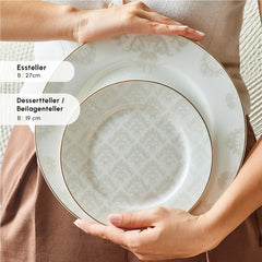 Karaca Siena New Generation Bone Gold Geschirrset, 53-teilig, 12-Personen