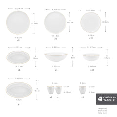 Karaca Stream Bone New Meridian Gold Geschirrset für 12 Personen, 59-teilig