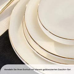 Karaca Stream Bone New Meridian Gold Geschirrset für 12 Personen, 59-teilig