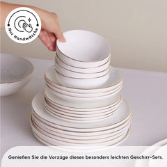 Karaca Stream Bone New Meridian Gold Geschirrset für 12 Personen, 59-teilig