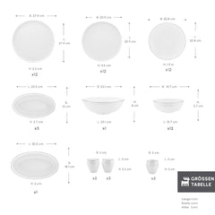 Karaca Stream Bone New Meridian Platin Geschirrset für 12 Personen, 59-teilig