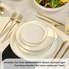 Karaca Stream Bone New Meridian Platin Geschirrset für 12 Personen, 59-teilig