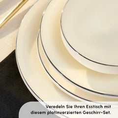 Karaca Stream Bone New Meridian Platin Geschirrset für 12 Personen, 59-teilig