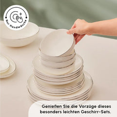 Karaca Stream Bone New Meridian Platin Geschirrset für 12 Personen, 59-teilig
