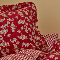 Karaca Home Carlo Bettwäsche-Set für Doppelbett Rot Kariert aus 100 % Baumwolle