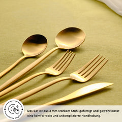Karaca Orion Mattgold 30-teiliges Besteckset für 6 Personen