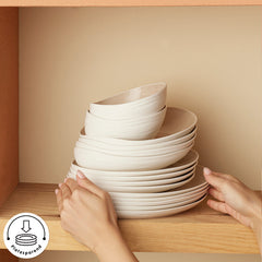 Karaca Earth Collection Rise Tafelservice Cream für 12 Personen, 55-teilig