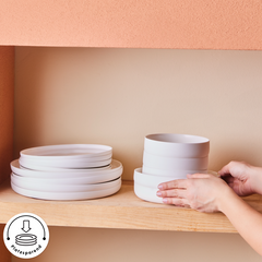 Karaca Earth Collection Matte Glaze Weiss – 55-teiliges Tafelservice für 12 Personen